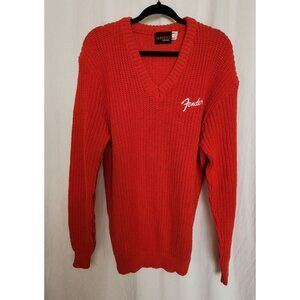 Fender Guitars Y2K PROMO Red V-Neck Cotton Knit Sweater O/S Unisex